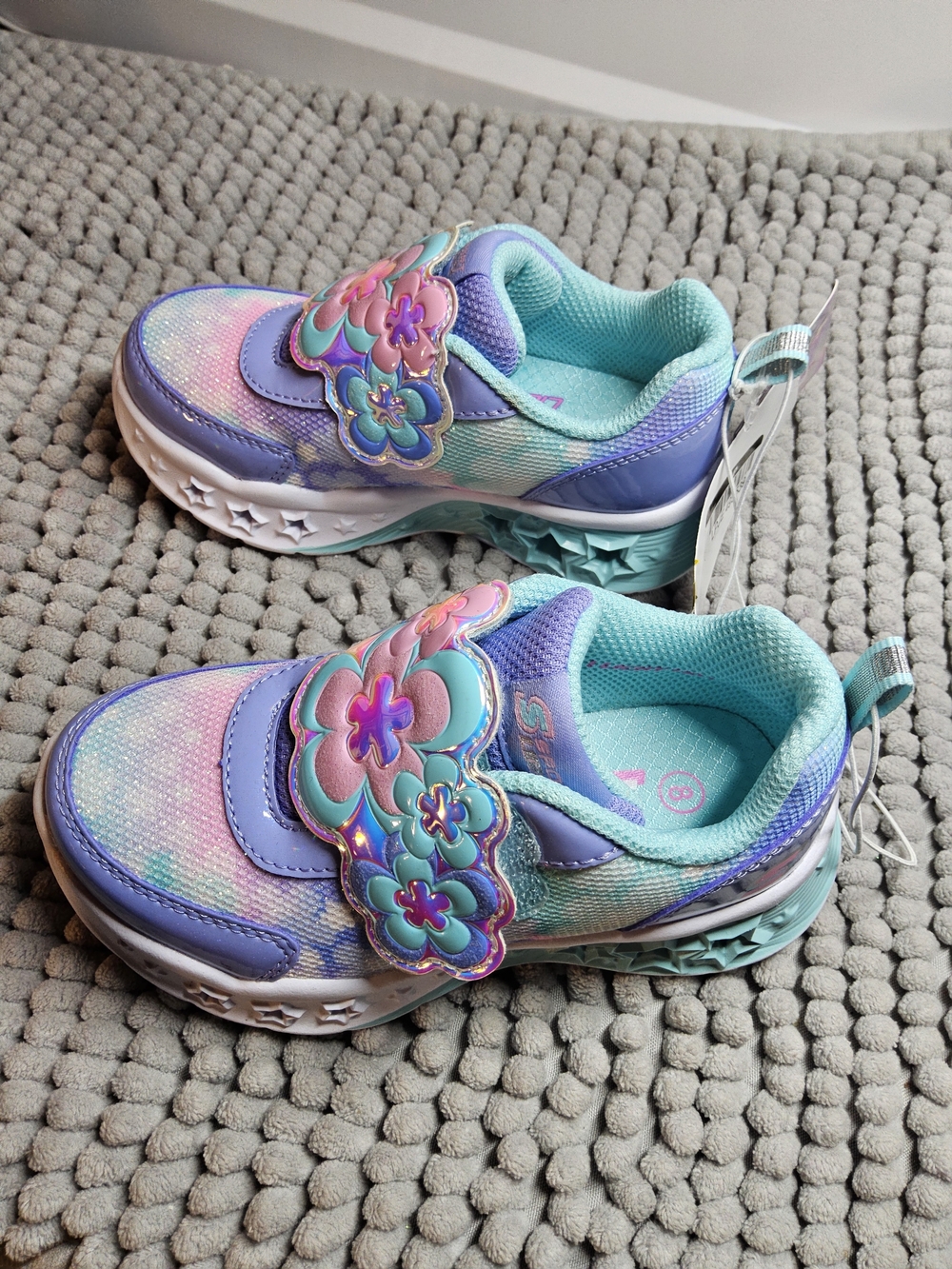 NWOT Toddler size 8 Sport by Skechers  LightUp Sneakers in Purple, blue and Teal - Picture 7 of 9